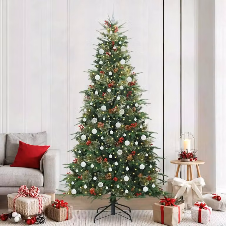 Albero di Natale artificiale verde vidaXL con luci LED bianco caldo, Altezza: 240 cm