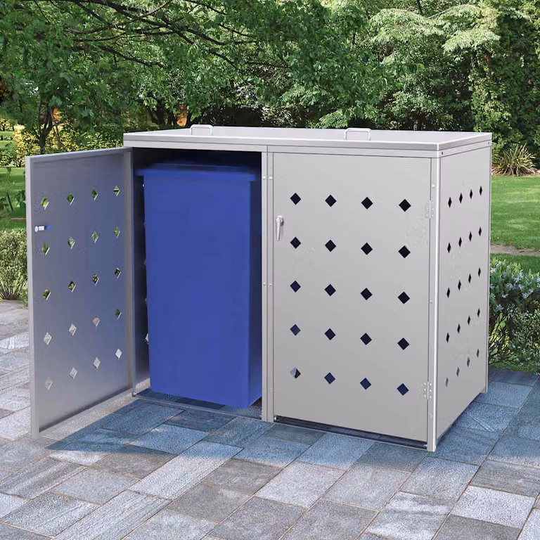 vidaXL Copribidone Doppio in Acciaio Inox Grigio per Spazzatura da 240 L