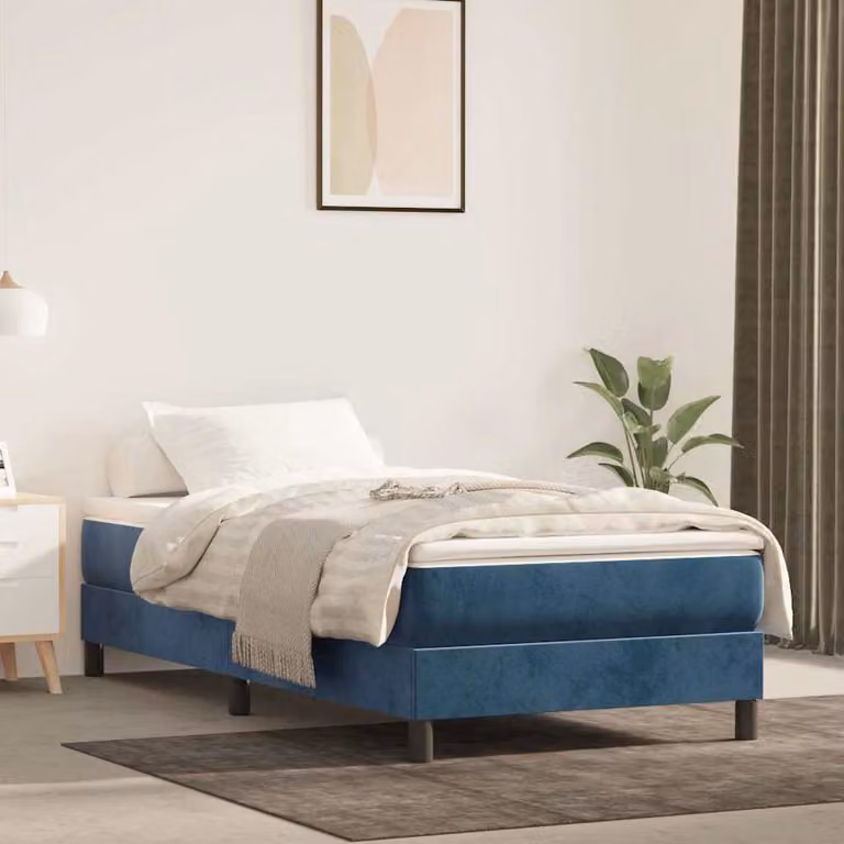 vidaXL Materasso a Molle Insacchettate in Velluto Blu Scuro, L/P/H: 100 x 200 x 20 cm