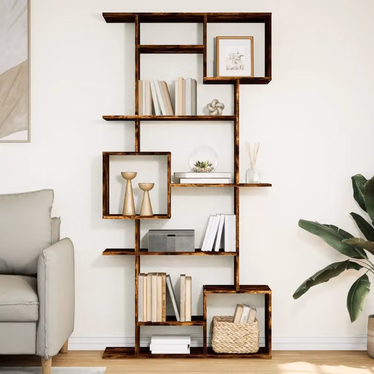 Libreria vidaXL in Legno Multistrato e MDF Marrone per Soggiorno L: 92 cm, P: 29 cm, H: 188 cm