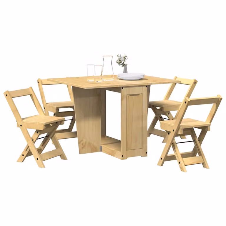 Set da pranzo vidaXL Corona in pino con tavolo estensibile e 5 sedie, marrone e beige