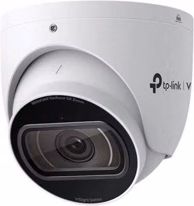 Telecamera di sicurezza IP esterna TP-Link Vigi Insight S445ZI bianca con montaggio a soffitto e struttura in metallo
