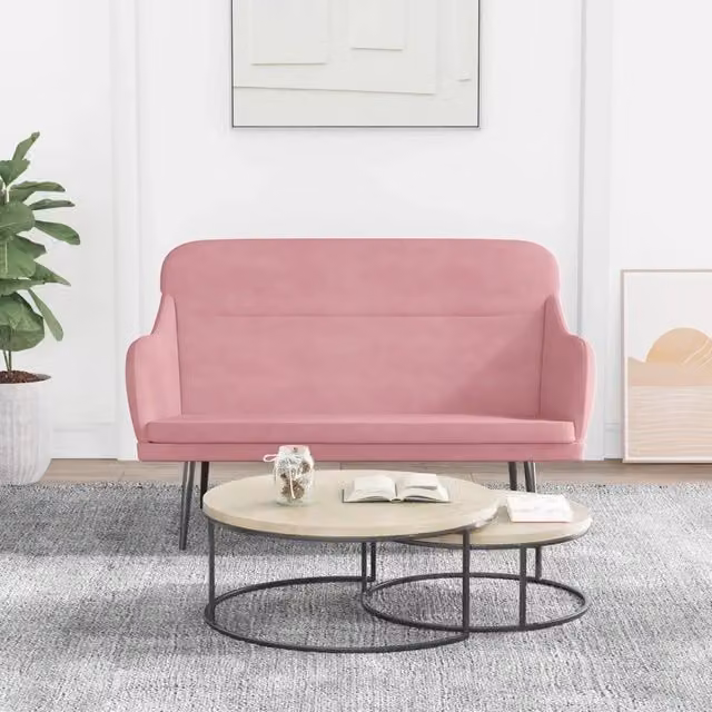 Panca-Sgabello Design Mania in Velluto Rosa L: 110 cm, P: 76 cm, H: 80 cm