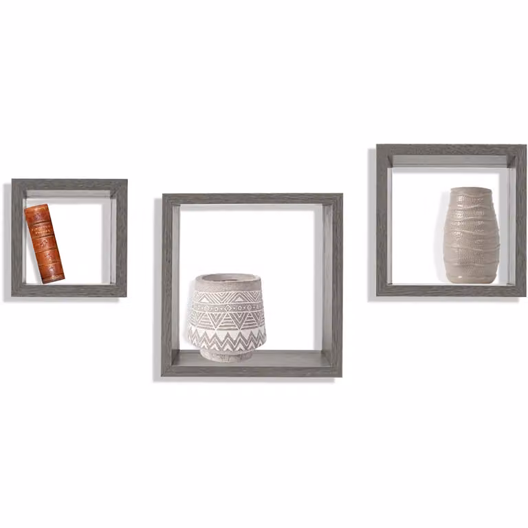 VESTIAMO CASA - Set di 3 Mensole da Parete in Legno Rovere Grigio Opaco