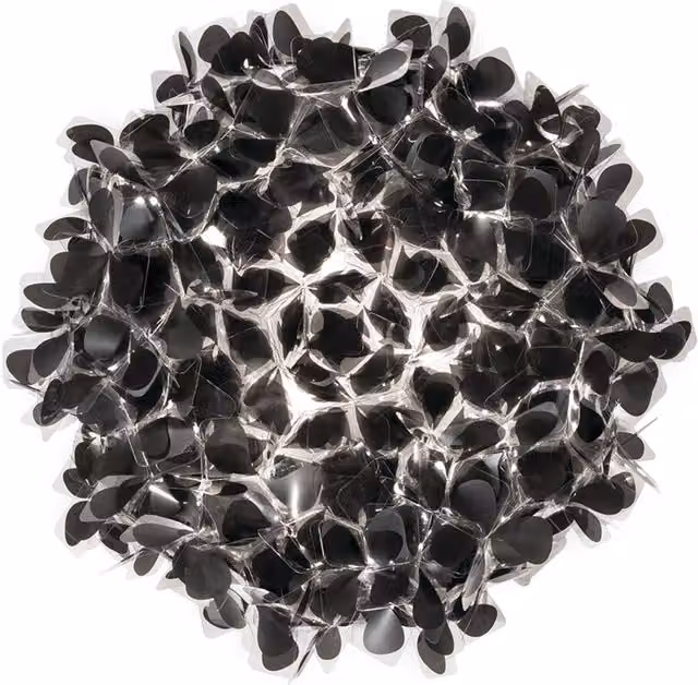 Plafoniera Slamp Clizia Mama non Mama in oro/ottone o nero con finiture in vetro e plastica