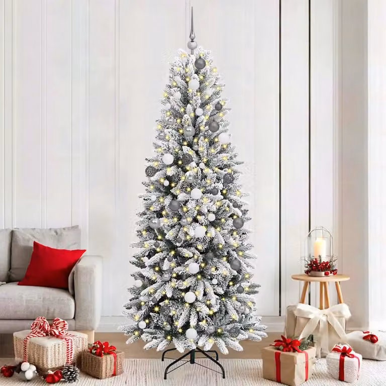 Albero di Natale artificiale moderno vidaXL con luci LED bianco e verde, Altezza: 210 cm