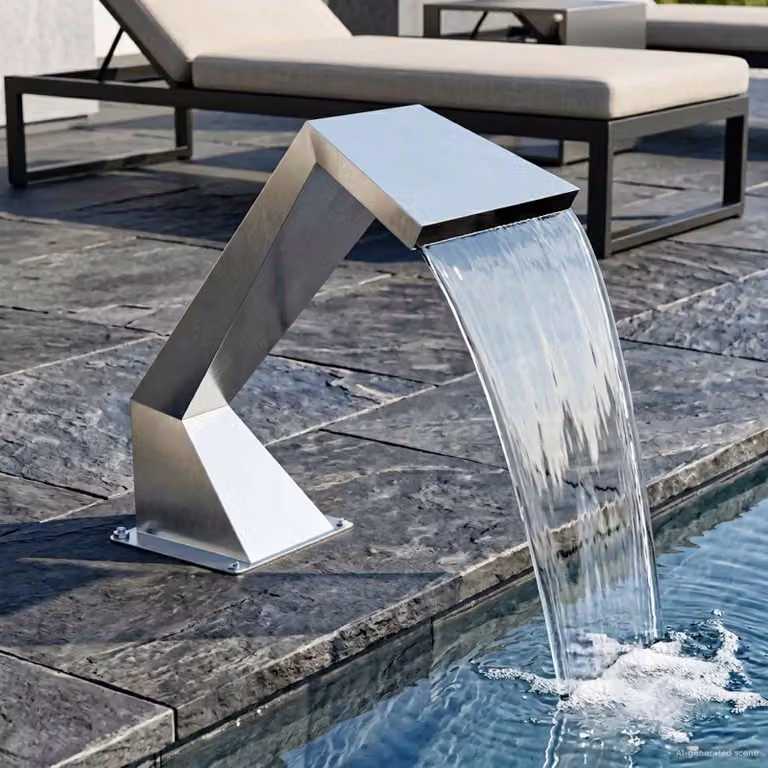 Cascata per piscina con LED RGB vidaXL in acciaio inox color argento L: 63,5 cm, P: 29 cm, H: 51 cm
