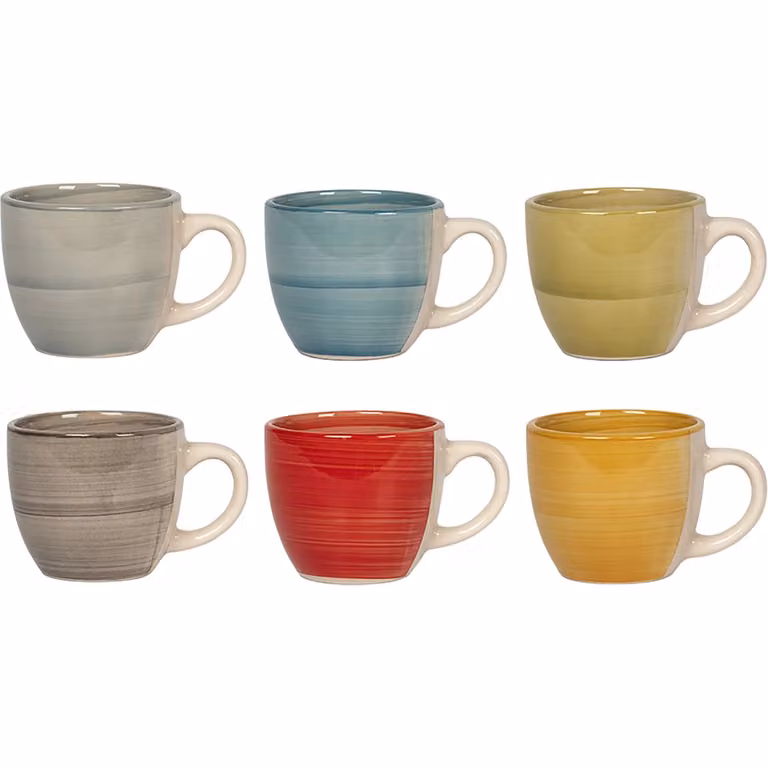 Set di 6 tazzine da caffè espresso Tipika di GUSTO CASA in stoneware multicolor, capacità 9 cl