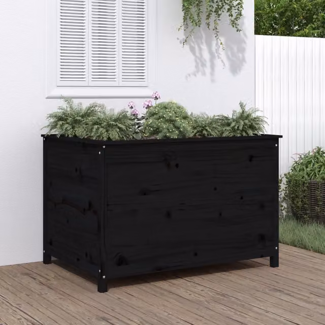 Fioriera Rialzata da Giardino vidaXL in Legno di Pino Nero per Balcone e Terrazza L: 119,5 cm, P: 82,5 cm, H: 78 cm