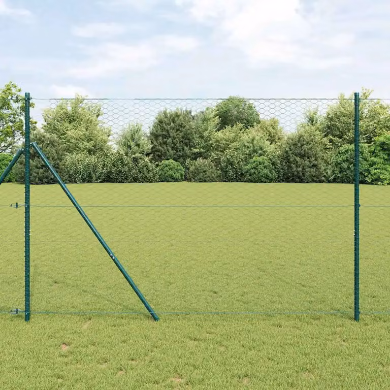 vidaXL Palo della recinzione rotondo in acciaio e PVC Verde 50 x 1,6 m
