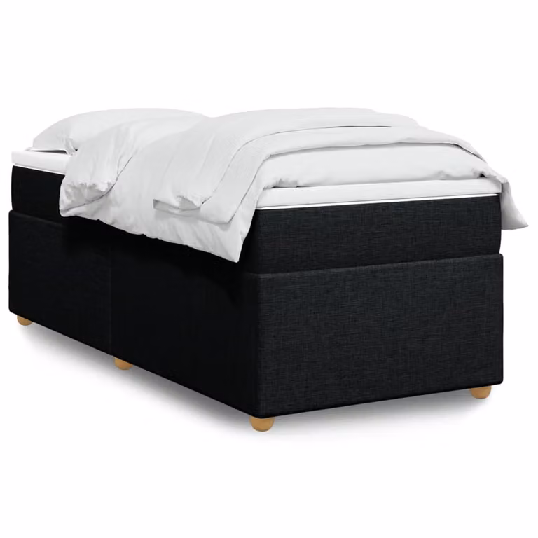vidaXL Giroletto a Molle con Materasso Ibrido in Tessuto Nero L: 200 cm, P: 80 cm