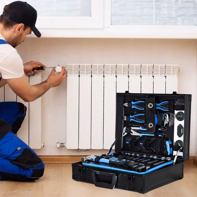 Cassetta degli attrezzi combinata C MINIMAL Set 247 pezzi per manutenzione domestica e meccanica, blu e argento