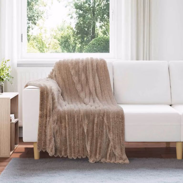 Coperta in ecopelliccia vidaXL color beige e marrone, L: 150 cm, P: 130 cm