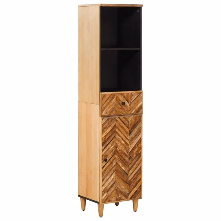 Mobile da bagno moderno vidaXL in legno di mango marrone con ante e cassetti L: 38 cm, P: 33,5 cm, H: 160 cm