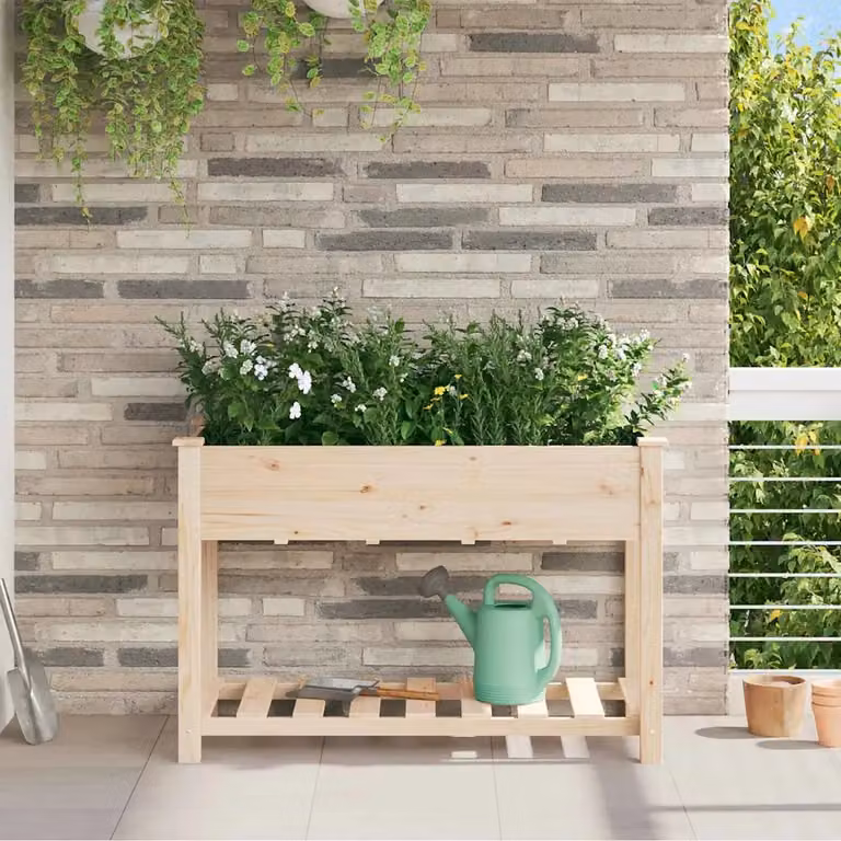 vidaXL Vaso da giardino in legno Beige L: 115 cm, P: 59 cm, H: 76,5 cm