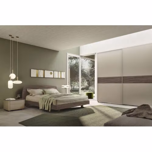 Letto matrimoniale Oasi con contenitore a sollevamento in legno e tessuto, L/P/H: 160 x 200 x 86 cm
