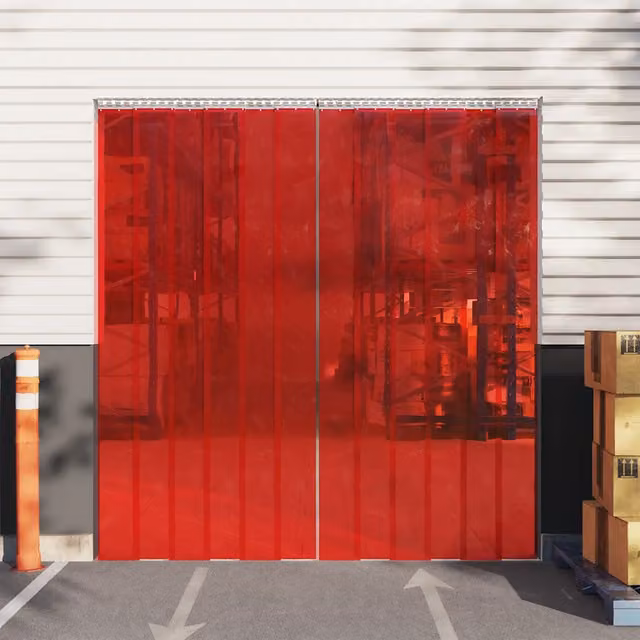 Tenda per porte rossa vidaXL in PVC con strisce termoisolanti e fonoassorbenti, L: 300 mm x P: 2,6 mm, Lunghezza: 25 m