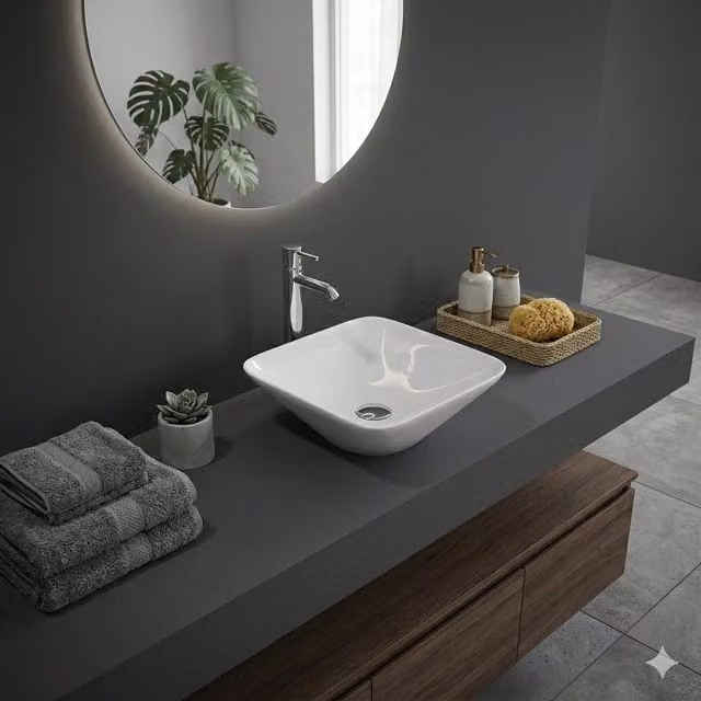 Lavabo da appoggio quadrato in ceramica Rak Ceramics Bianco L: 36 cm, P: 36 cm, H: 36 cm