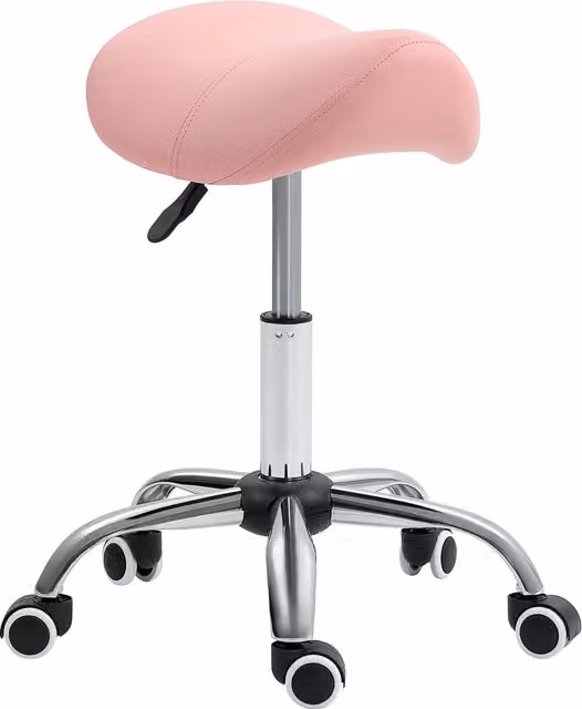 Sgabello da lavoro ergonomico HOMCOM con rotelle e altezza regolabile, rosa, L/P/H: 52 x 53 x 49-61 cm