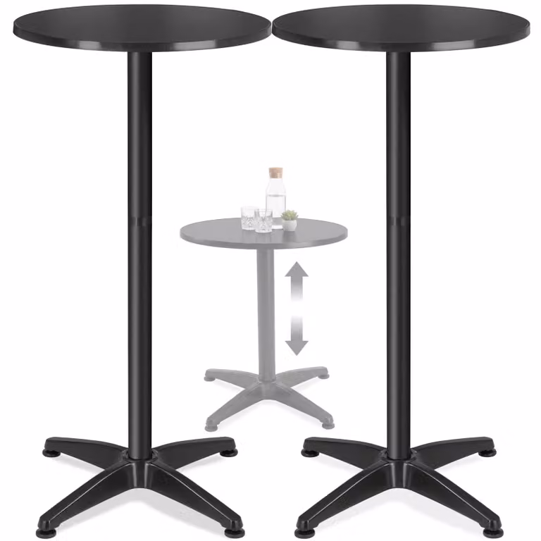 Tavolino da bistrot rotondo TecTake in metallo nero regolabile in altezza, Diametro: 60 cm