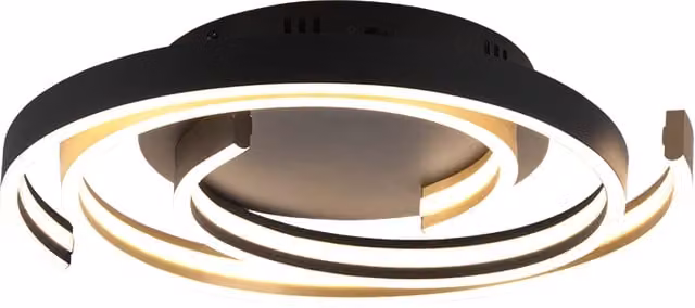 Plafoniera LED Trio Leuchten Caya in metallo oro e nero, dimmabile, rotonda
