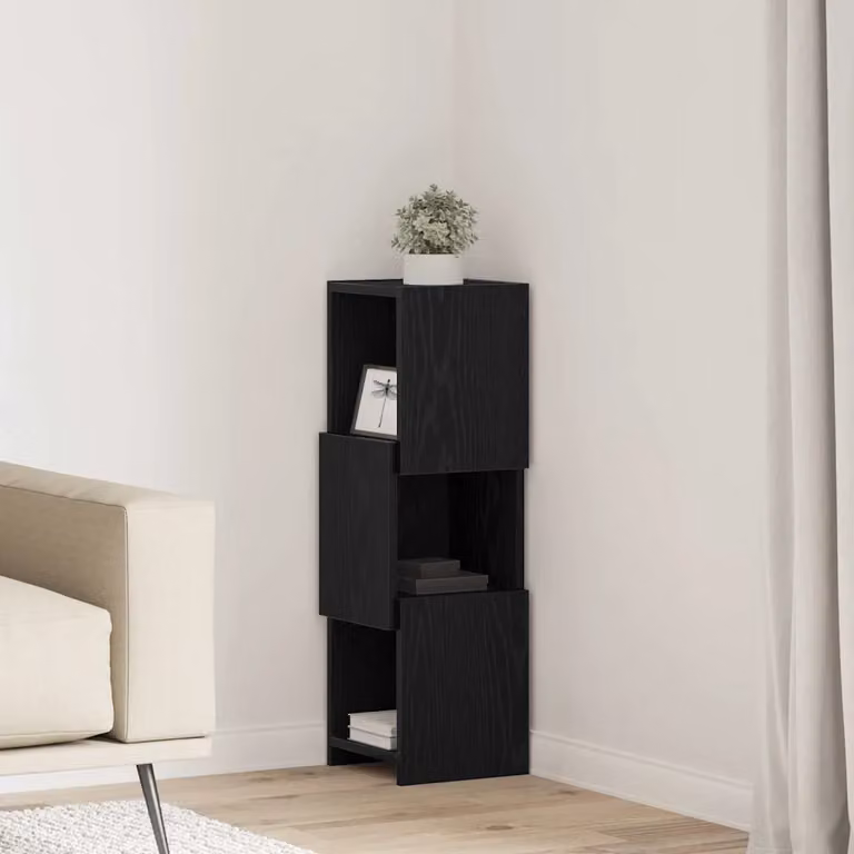 Mobile angolare vidaXL in legno ingegnerizzato Rovere Nero, L/P/H: 25,5 x 25 x 80 cm