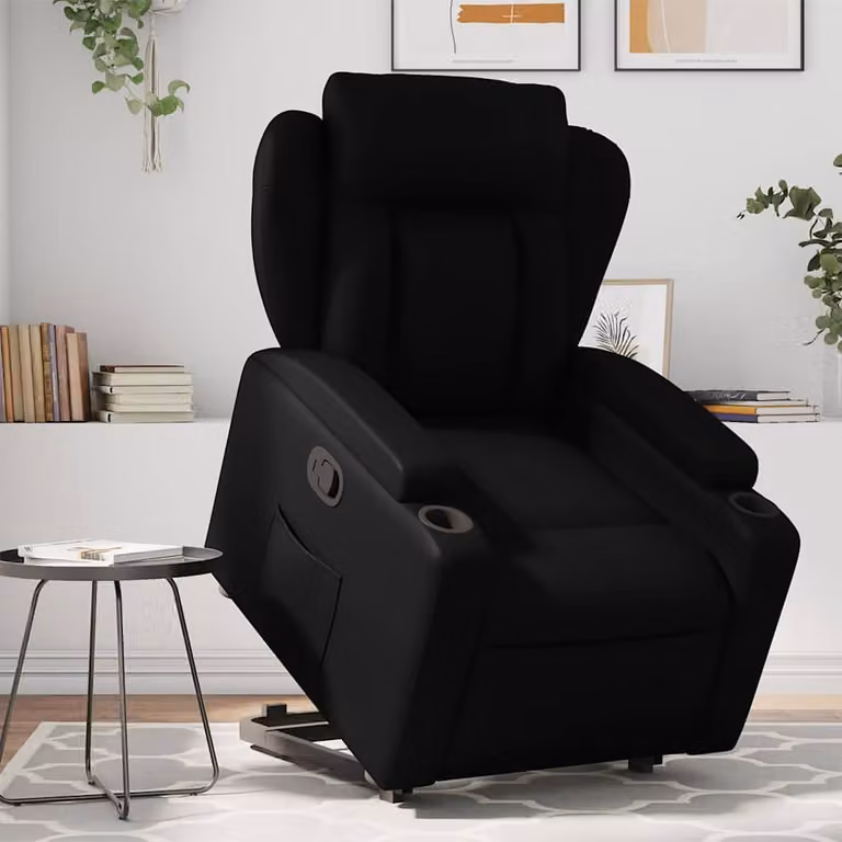 vidaXL Poltrona Alzapersona Reclinabile Nera in Similpelle con Assistenza Elettrica