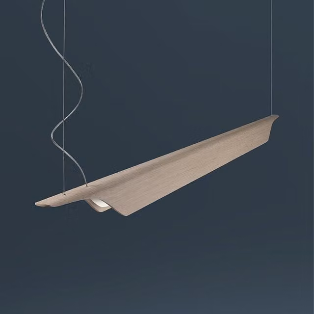 Lampada a sospensione Foscarini Troag in legno con tecnologia LED dimmabile e controllo Casambi/Bluetooth, luce bianca calda, finitura argento