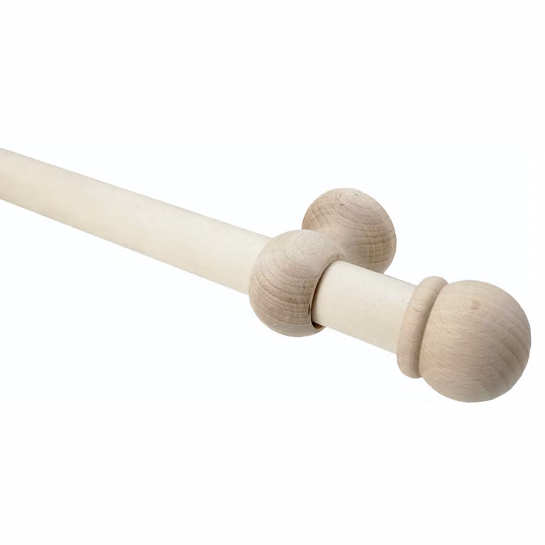 Kit Bastone per Tende Elisa BBline in Legno Marrone e Beige, Lunghezza: 200 cm, Diametro: 2,8 cm