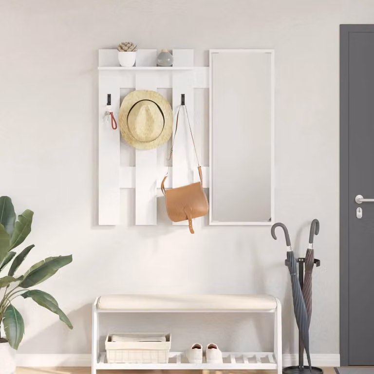 vidaXL Appendiabiti a muro moderno in MDF bianco L: 100 cm, P: 10 cm, H: 100 cm
