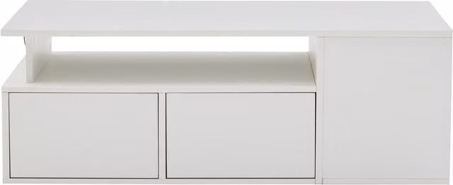 Tavolino da salotto moderno bianco lucido con ripiani e cassetti L/P/H: 100 x 50 x 35 cm