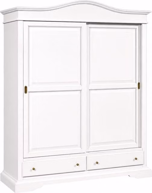 Armadio classico con 2 porte scorrevoli Mobili 2G in legno bianco L/P/H: 180 x 67 x 225 cm