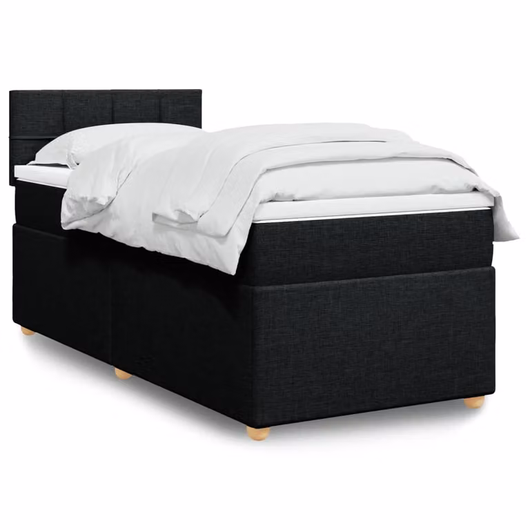 vidaXL Giroletto a Molle Ibrido con Materasso in Tessuto Nero L/P: 100 x 200 cm