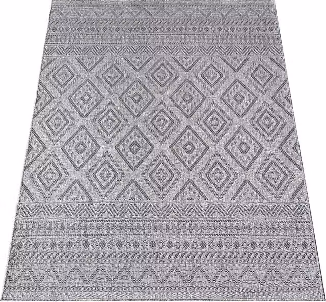 Tappeto Verona per interni ed esterni in stile boho, antracite, beige e grigio, L 80 x P 150 cm