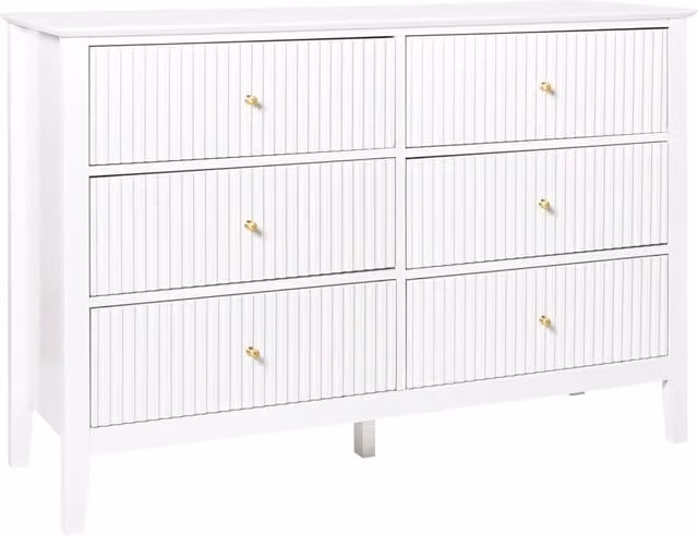 Cassettiera BELIANI in MDF laccato bianco con maniglie oro per soggiorno e camera da letto L 120 x P 40 x H 80 cm
