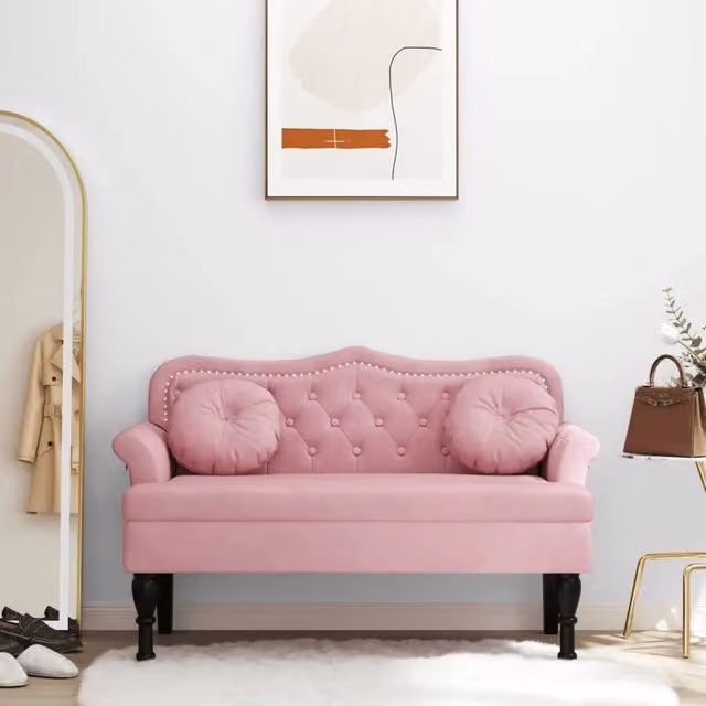 Panca con cuscini vidaXL in velluto rosa L: 120,5 cm, P: 65 cm, H: 75 cm