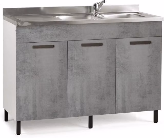 Mobile sottolavello da cucina IPERBRIKO grigio con 3 ante reversibili L: 120 cm, P: 50 cm, H: 85 cm