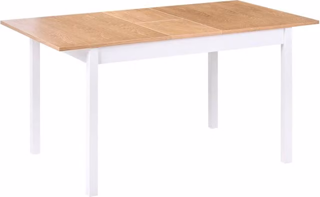 Tavolo da pranzo allungabile Beliani in stile scandinavo con piano in legno di pino bianco e marrone, L/P: 120/150 x 90 cm