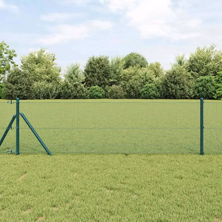 vidaXL Recinzione a rete saldata in acciaio e PVC verde da fissare a terra L: 100 cm, H: 50 cm