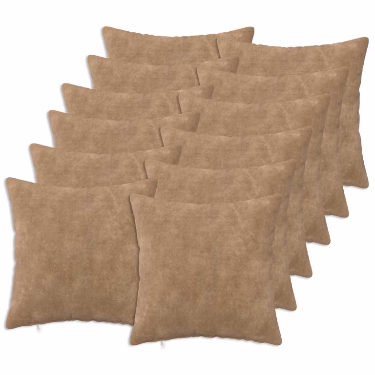 Set di 12 federe vidaXL HEERLEN in microfibra, colore tortora, 50 x 50 cm