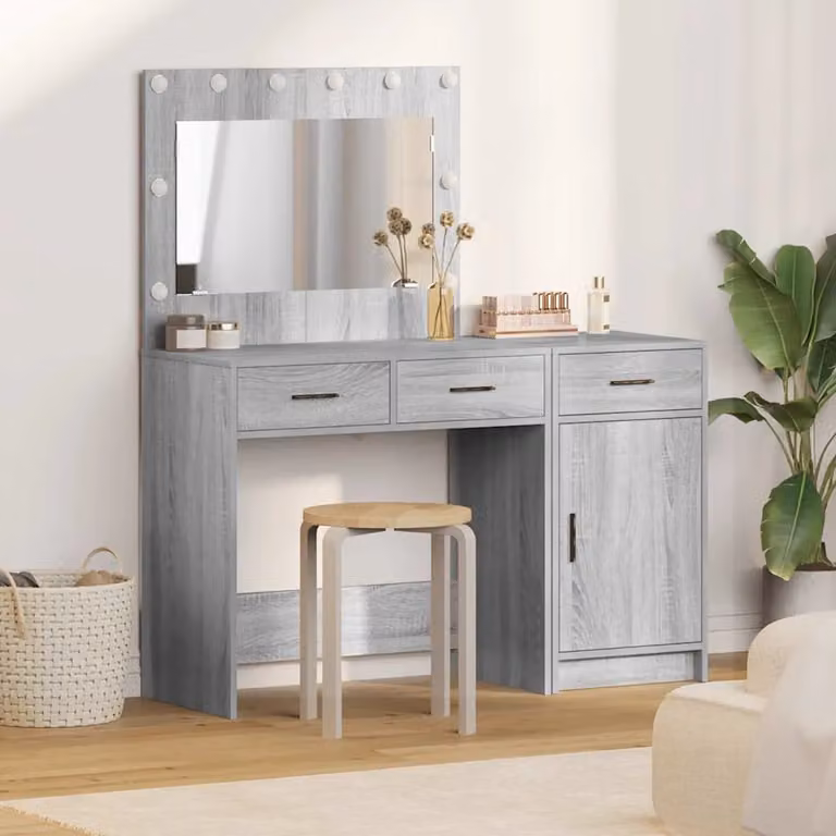 Set di 2 Tavoli da Trucco Moderni vidaXL Grigio L: 40,3 cm, P: 41,0 cm, H: 75,0 cm