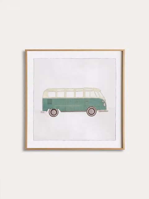 Poster illustrato Green-van per bambini Kenay Home, verde e bianco, 30 x 30 cm