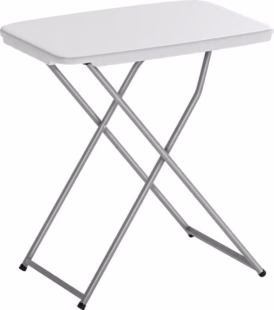 Outsunny Tavolo da Campeggio Pieghevole Portatile con Altezza Regolabile in 5 Livelli, Piano in HDPE e Struttura Metallica, L: 75 cm, P: 50 cm, H: 73,5 cm, Bianco