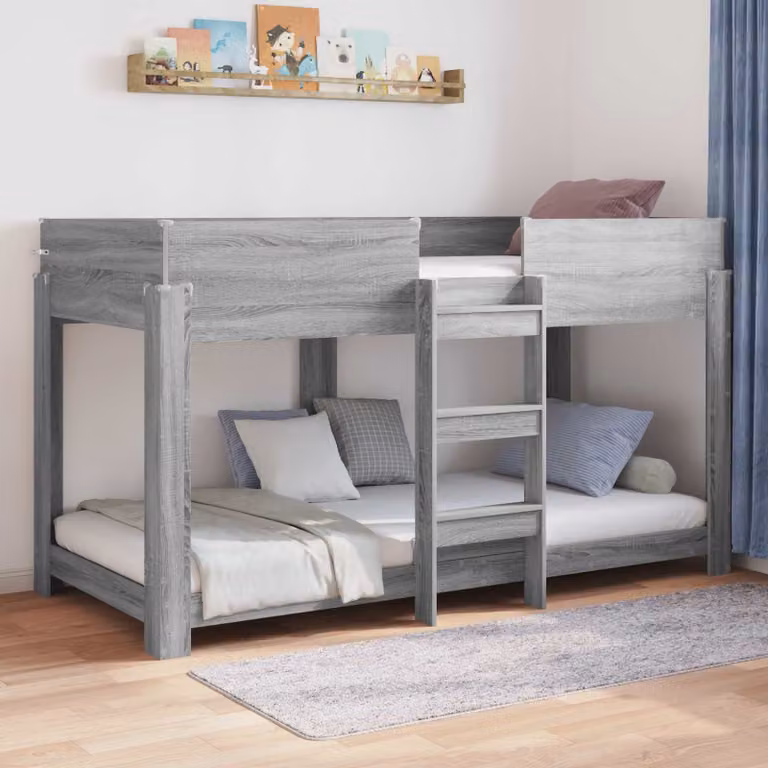 Letto a Castello per Bambini vidaXL Grigio Moderno L/P/H: 204.5 x 90 x 117 cm