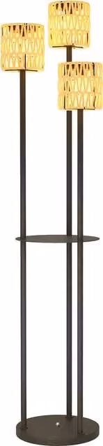 Outsunny Lampada da Esterno Solare in Stile Boho con Ripiano Centrale, in Rattan PE e Acciaio, Ø37 x H 144 cm, Nero e Giallo
