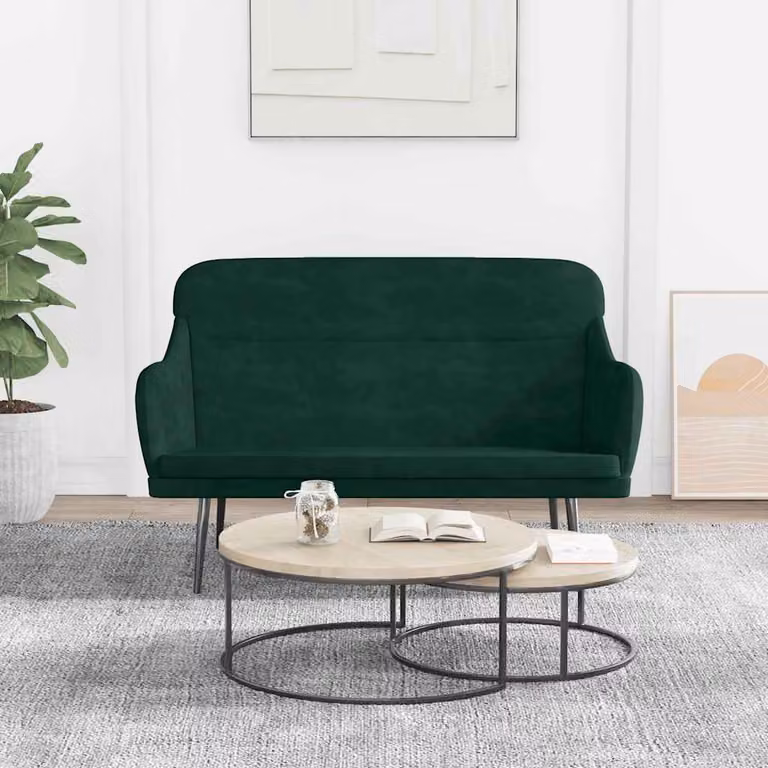 Panca vidaXL in velluto verde con braccioli e struttura in metallo L: 110 cm, P: 76 cm, H: 80 cm