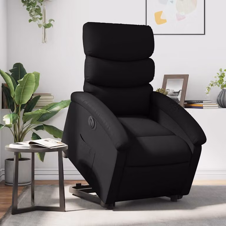 vidaXL Poltrona Alzapersona Elettrica Reclinabile in Similpelle Nera con Braccioli