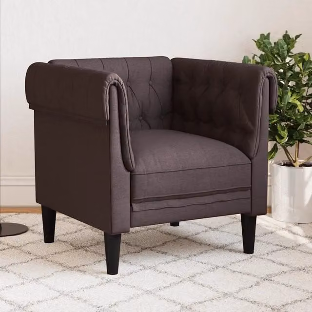 Poltrona Chesterfield vidaXL in tessuto marrone con braccioli per soggiorno