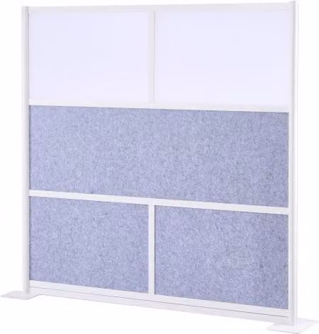 VEVOR Divisorio Modulare da Parete per Ufficio e Postazione di Lavoro in PET Bianco con Finestre Smerigliate, L/P/H: 177,8 x 177,8 x 30 cm