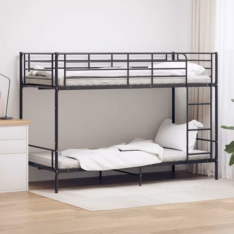 Letto a Castello vidaXL in Metallo Nero 90x200 cm